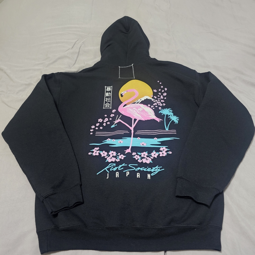 Riot Society Black Hoodie with Tropical Design